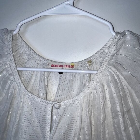 Rebecca Taylor White Sheer Long Sleeve Peasant Blouse Womens Size S - Picture 3 of 9